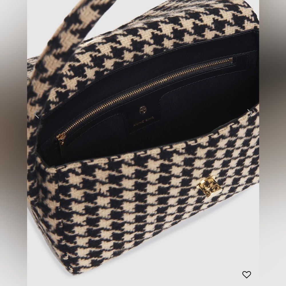 Anine Bing Black & Cream Houndstooth Shoulder Bag - Picture 5 of 14
